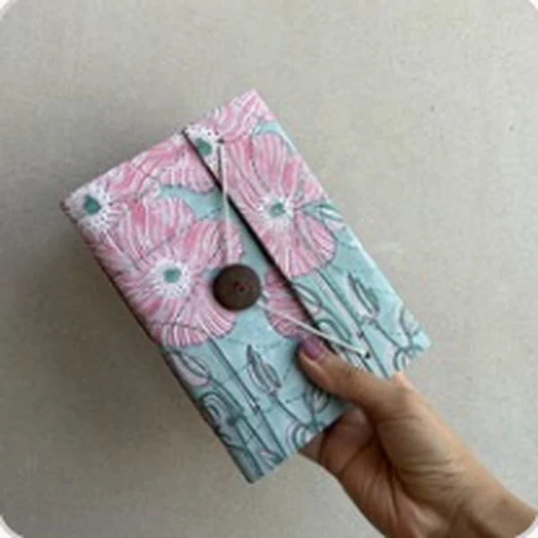 Sky Blossom, Light blue with pink floral (variant)